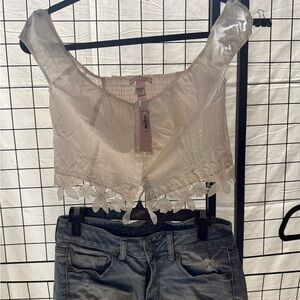 Victoria's Secret White Floral Crop Top